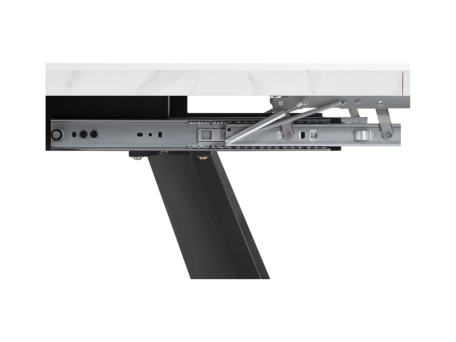 Table à manger escamotable 99-159 x 74 cm - 6 à 8 personnes - en MDF - Blanc + Noir