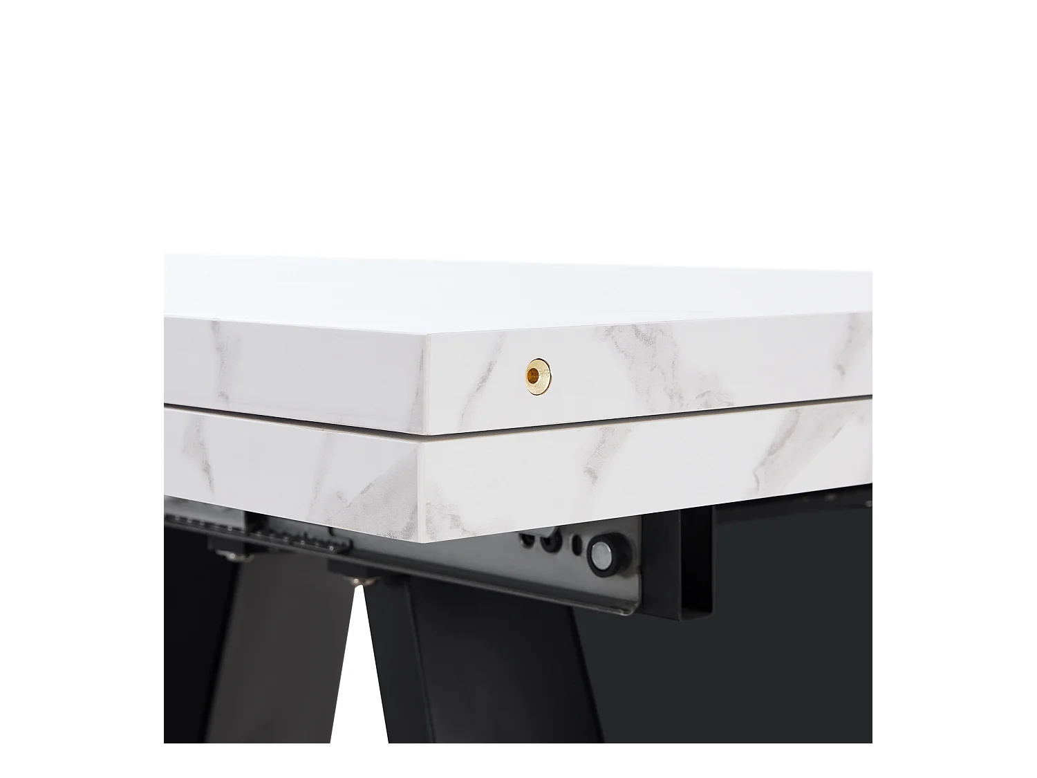 Table à manger escamotable 99-159 x 74 cm - 6 à 8 personnes - en MDF - Blanc + Noir