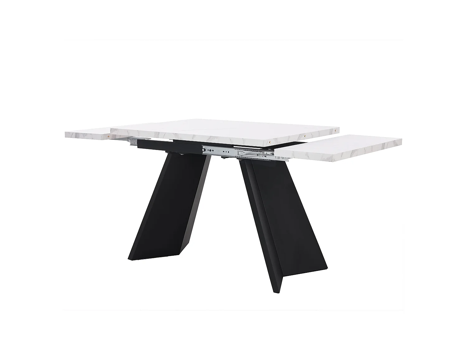 Table à manger escamotable 99-159 x 74 cm - 6 à 8 personnes - en MDF - Blanc + Noir