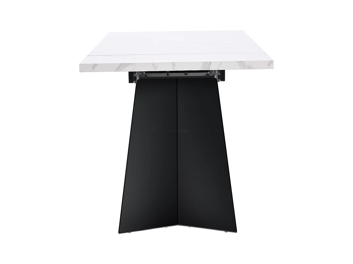 Table à manger escamotable 99-159 x 74 cm - 6 à 8 personnes - en MDF - Blanc + Noir