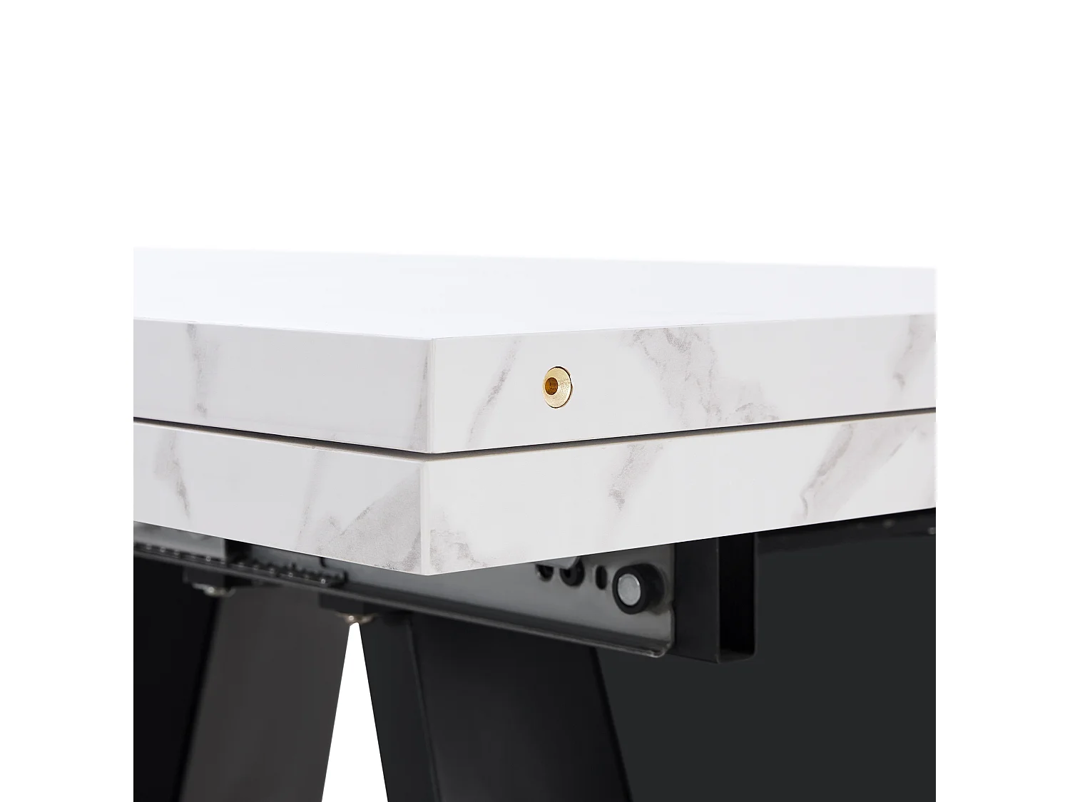 Table à manger escamotable 99-159 x 74 cm - 6 à 8 personnes - en MDF - Blanc + Noir