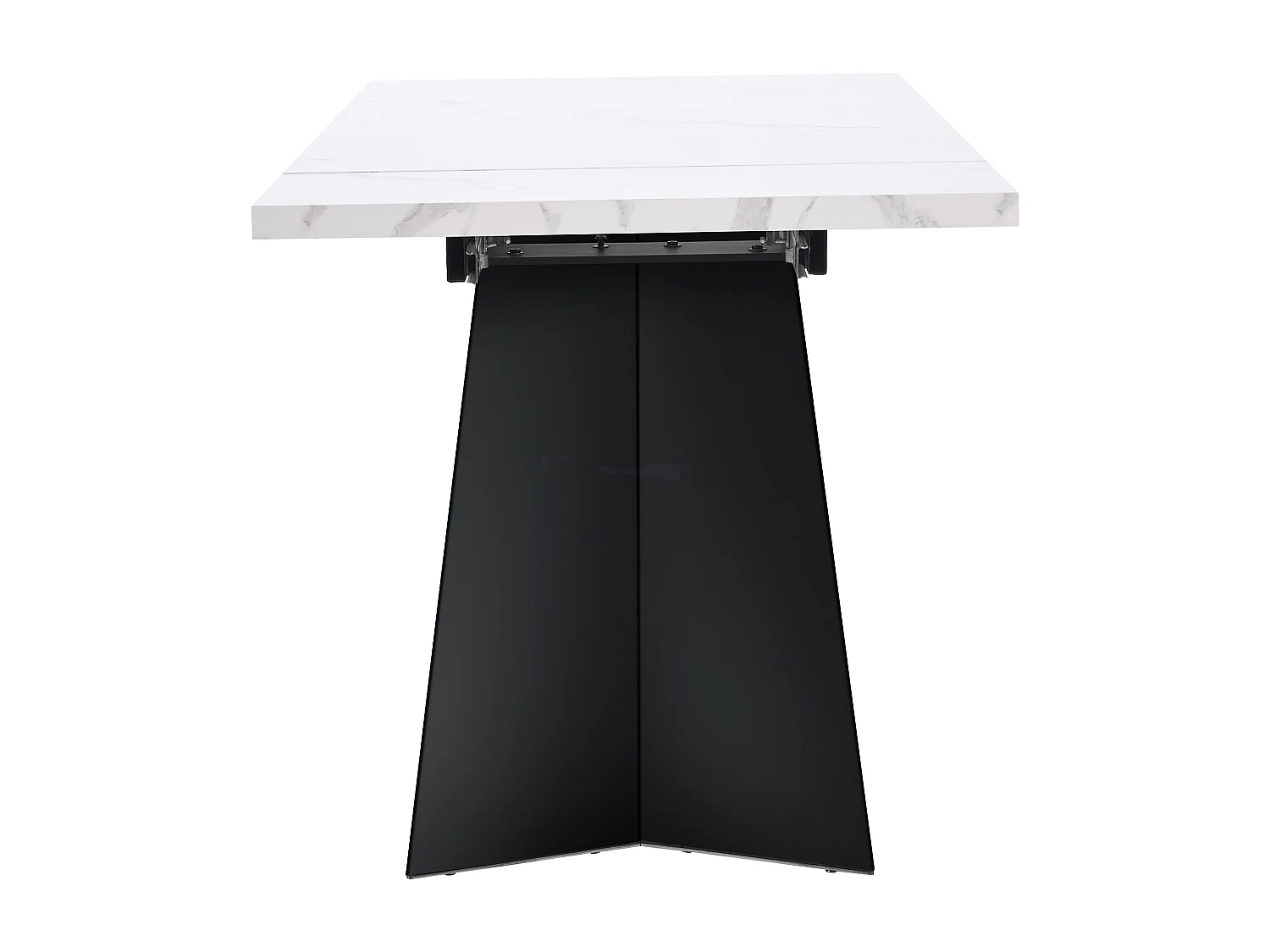 Table à manger escamotable 99-159 x 74 cm - 6 à 8 personnes - en MDF - Blanc + Noir