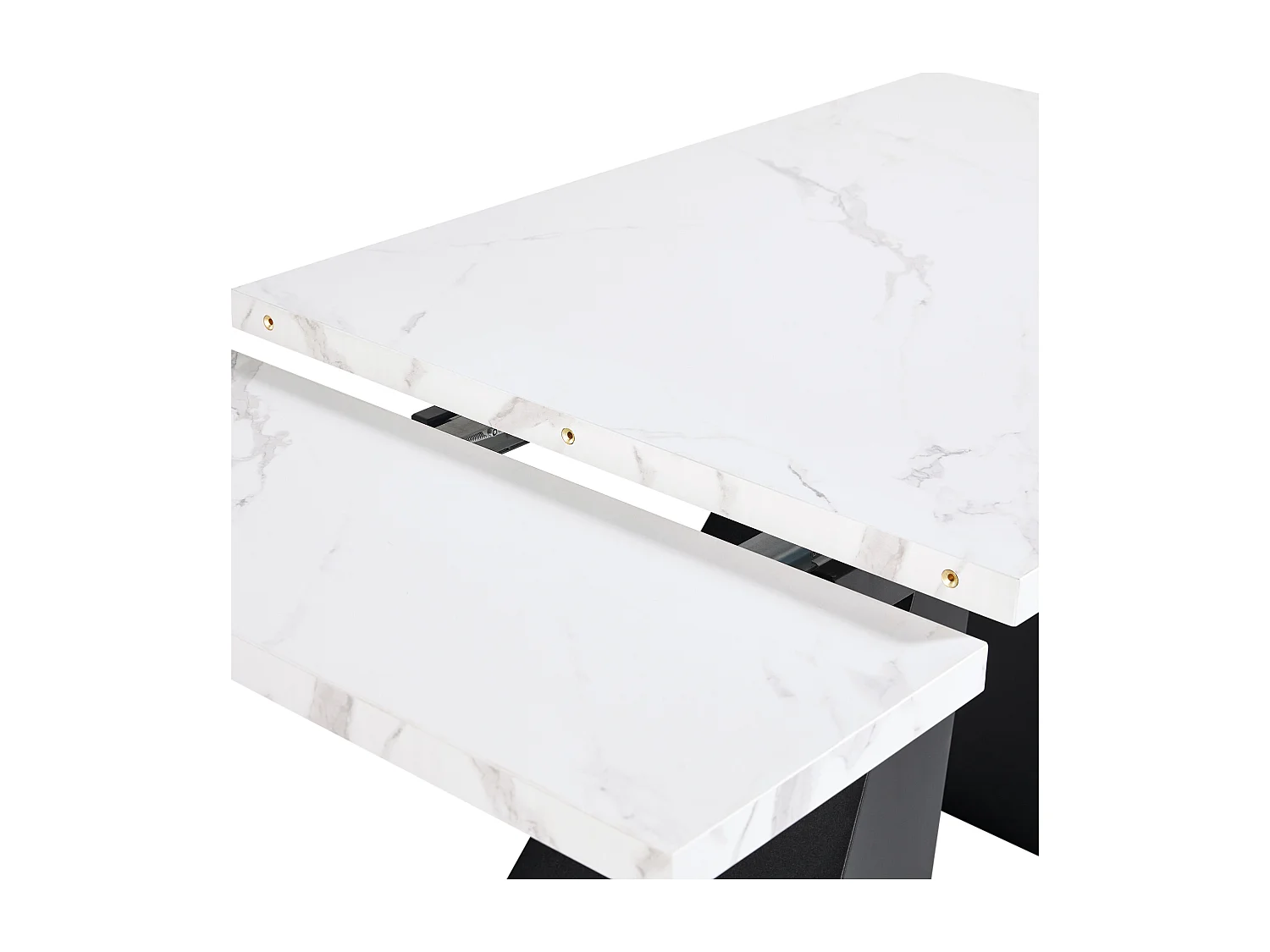 Mesa de jantar extensível 99-159 x 74 cm - 6 a 8 pessoas - em MDF - Branco + Preto