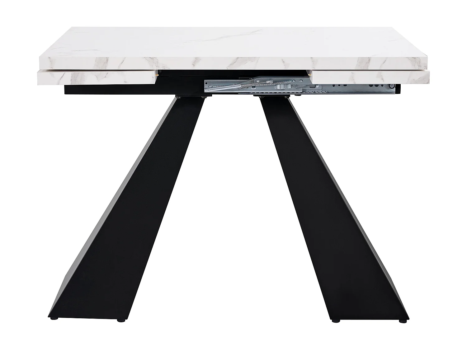 Table à manger escamotable 99-159 x 74 cm - 6 à 8 personnes - en MDF - Blanc + Noir