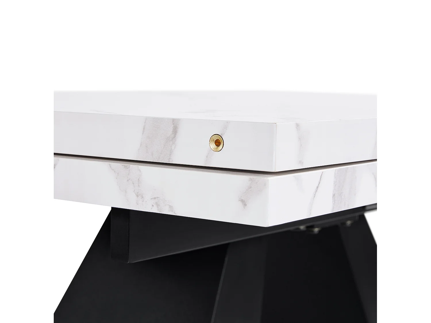 Table à manger escamotable 99-159 x 74 cm - 6 à 8 personnes - en MDF - Blanc + Noir