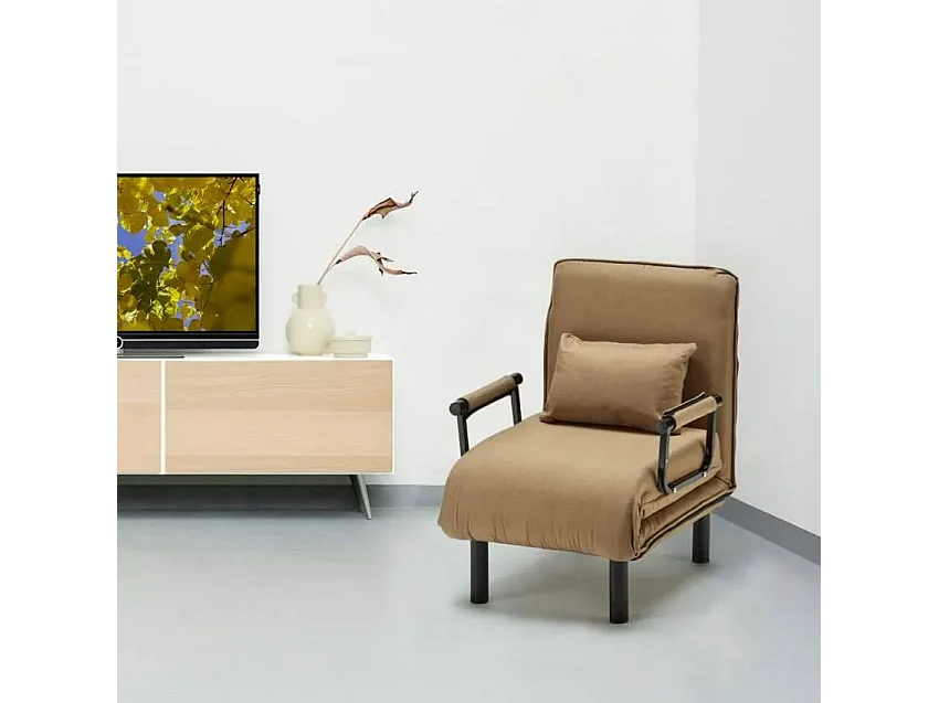 Deborah klappbarer Schlafsessel aus Stoff - Beige