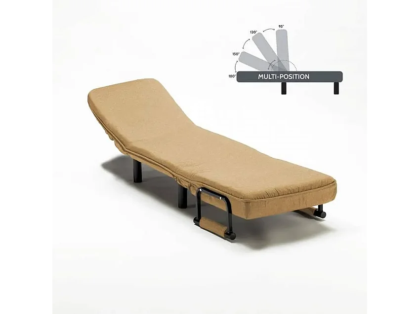 Deborah klappbarer Schlafsessel aus Stoff - Beige