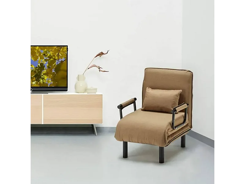 Deborah klappbarer Schlafsessel aus Stoff - Beige