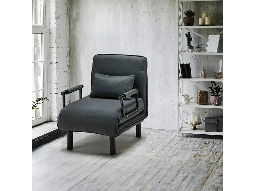 Deborah klappbarer Schlafsessel aus Stoff - Grau