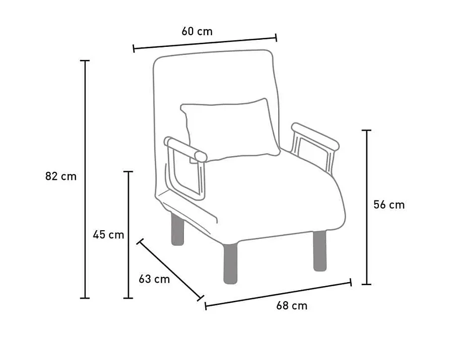 Deborah klappbarer Schlafsessel aus Stoff - Grau