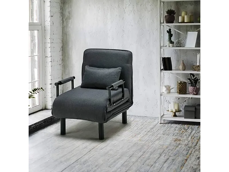 Sillón Sofá cama plegable individual de tela Deborah - Gris