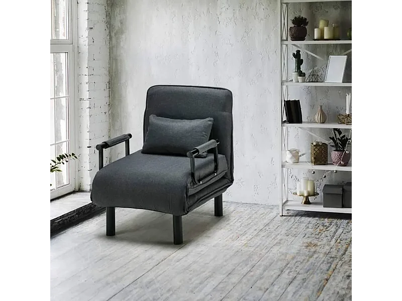 Deborah klappbarer Schlafsessel aus Stoff - Grau