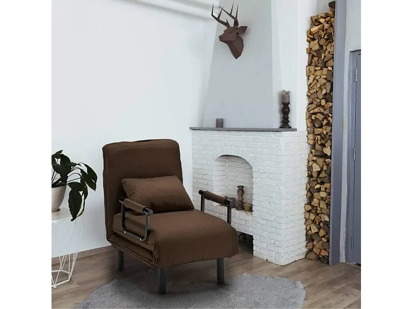 Deborah klappbarer Schlafsessel aus Stoff - Braun