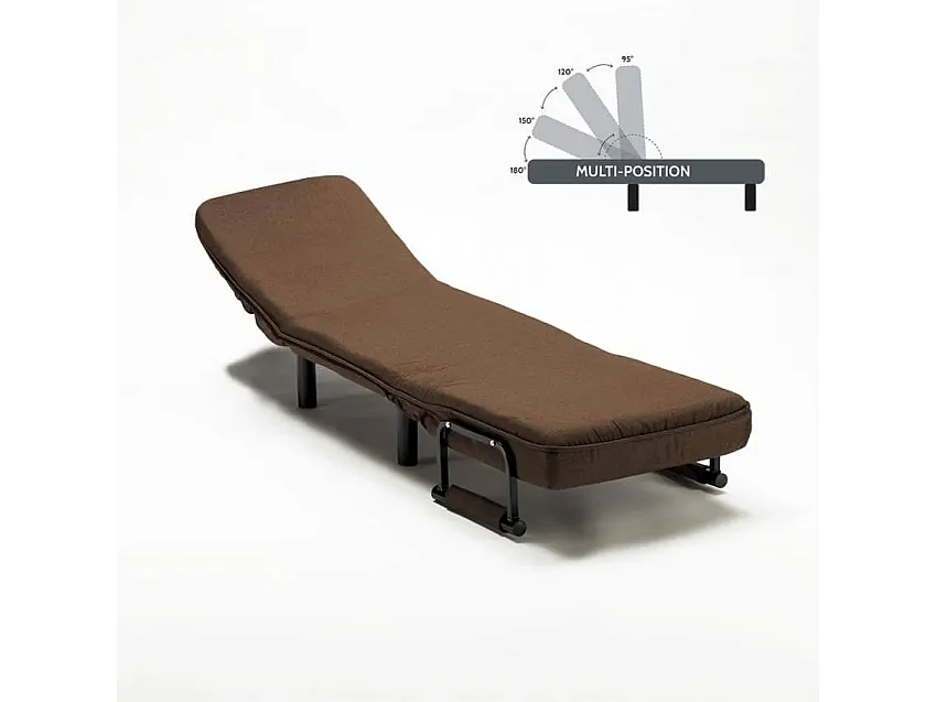 Deborah klappbarer Schlafsessel aus Stoff - Braun