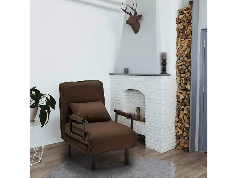 Deborah klappbarer Schlafsessel aus Stoff - Braun