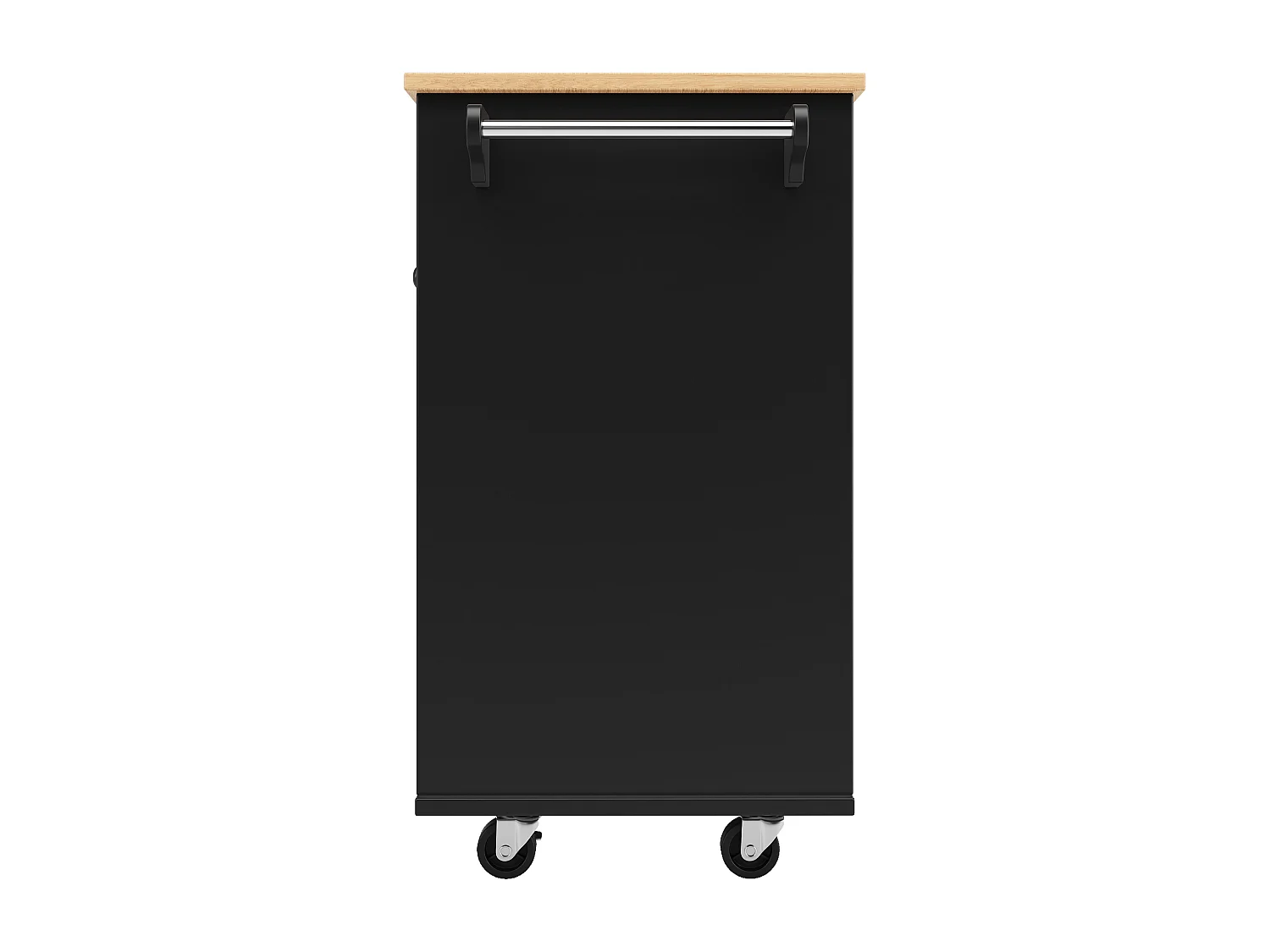 Isla central de cocina móvil con 1 puerta y 4 cajones - 111x46x91,5 cm - MDF de madera - Negro y natural