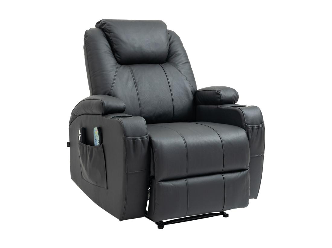 vente unique Fauteuil - Véritable cuir - Noir - Hepler