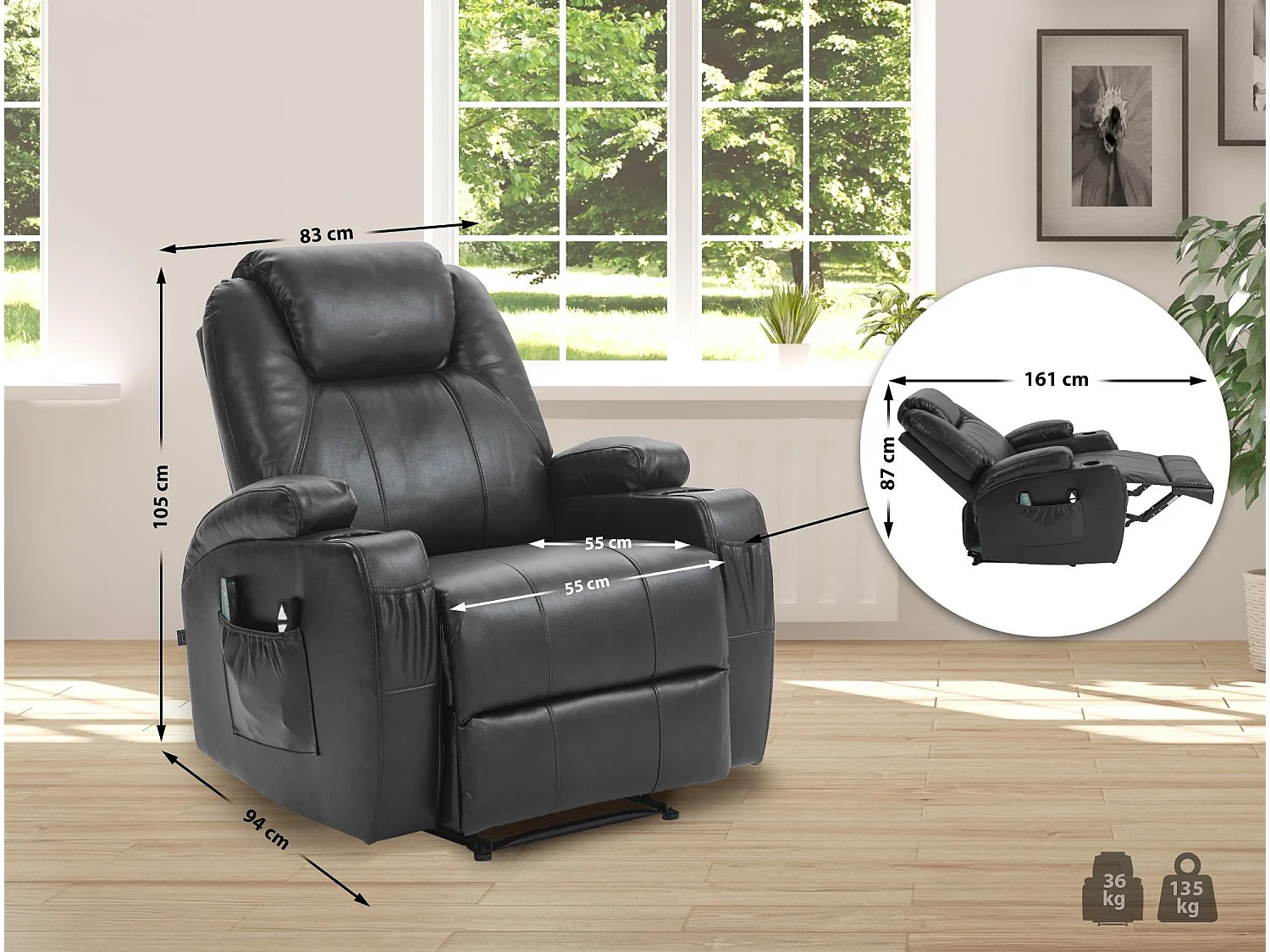 Fauteuil - Similicuir - Marron - Hepler