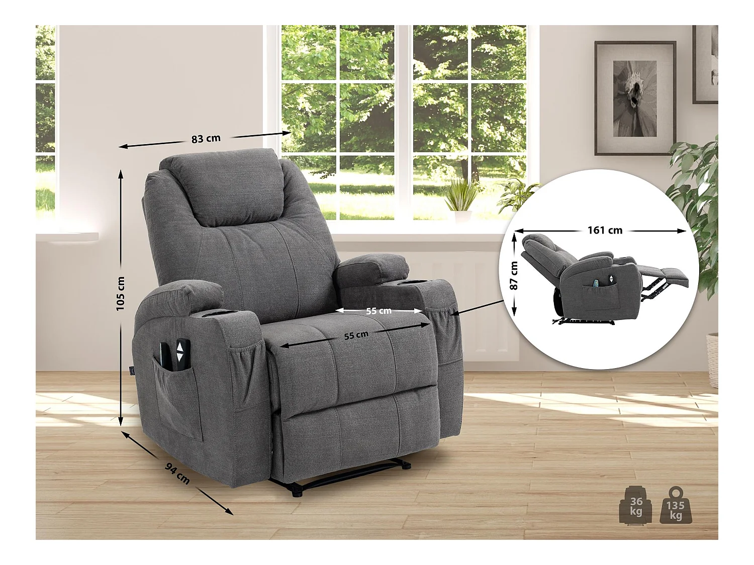 Sessel - Stoff - grau - Hepler