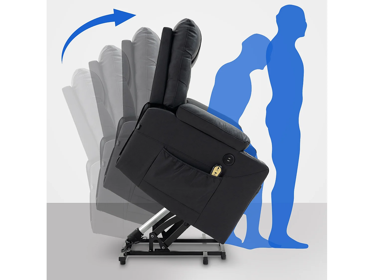 Fauteuil - Véritable cuir - Noir - Andover