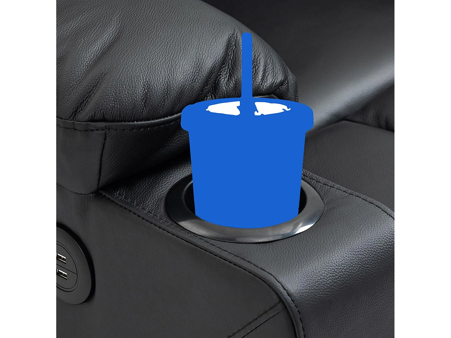 Fauteuil - Véritable cuir - Noir - Andover