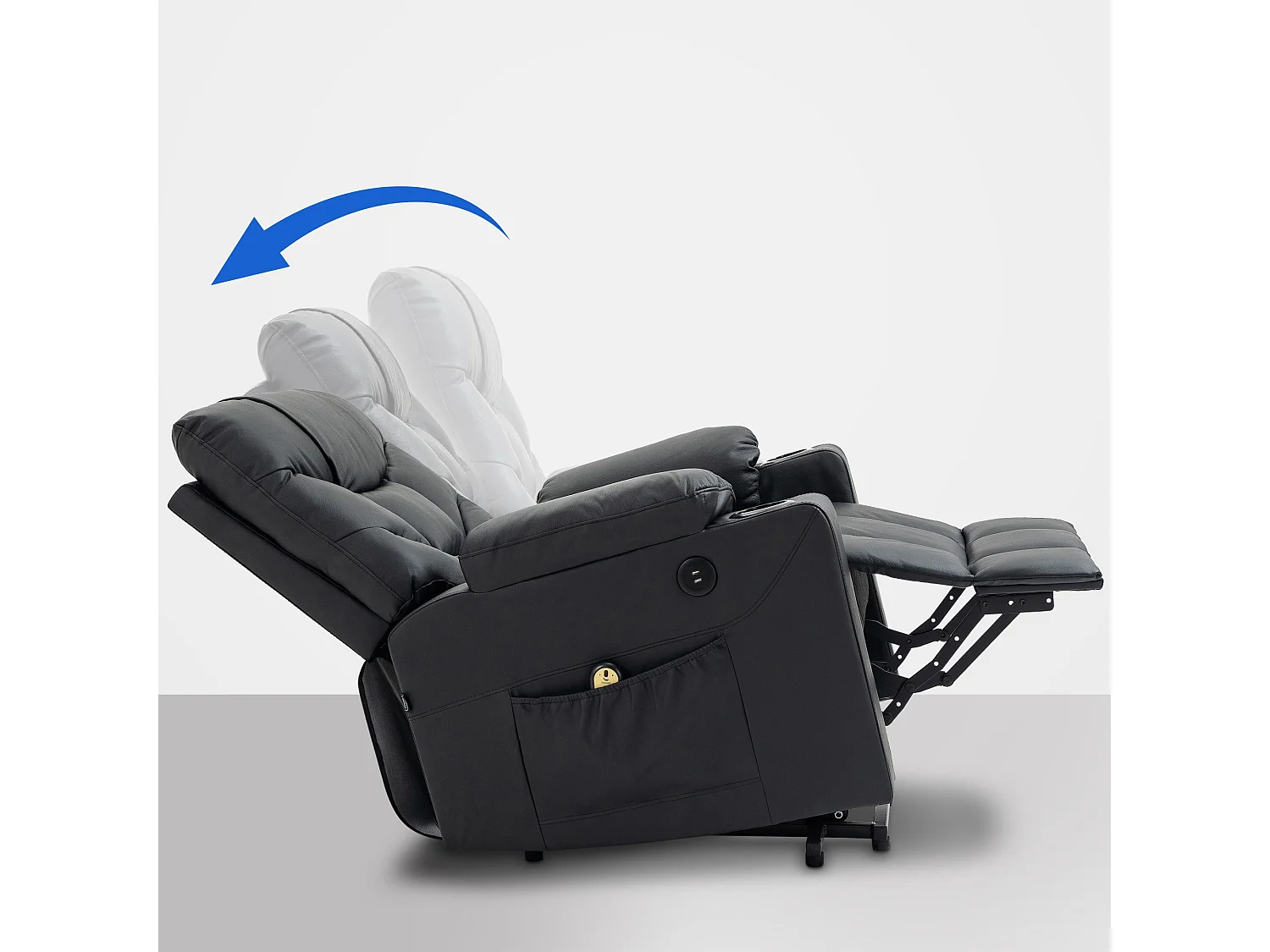 Fauteuil - Echt leer - zwart - Andover