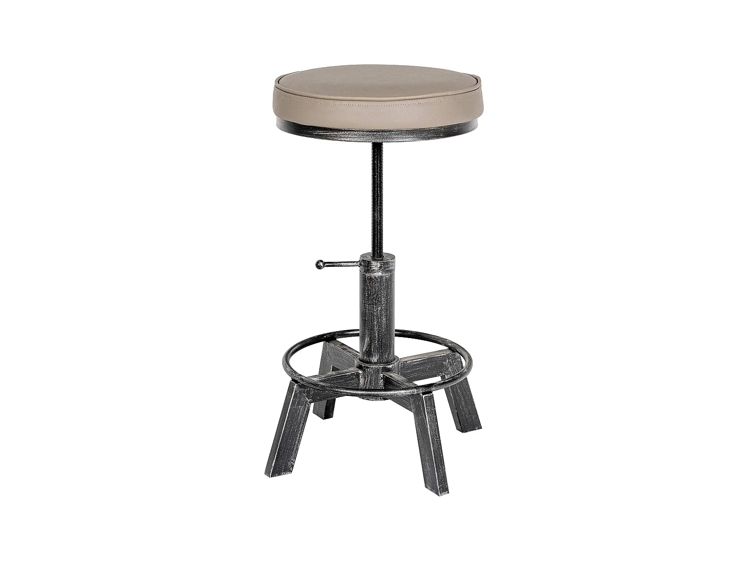 Tabouret - Similicuir & Noir - Argent antique - Destin