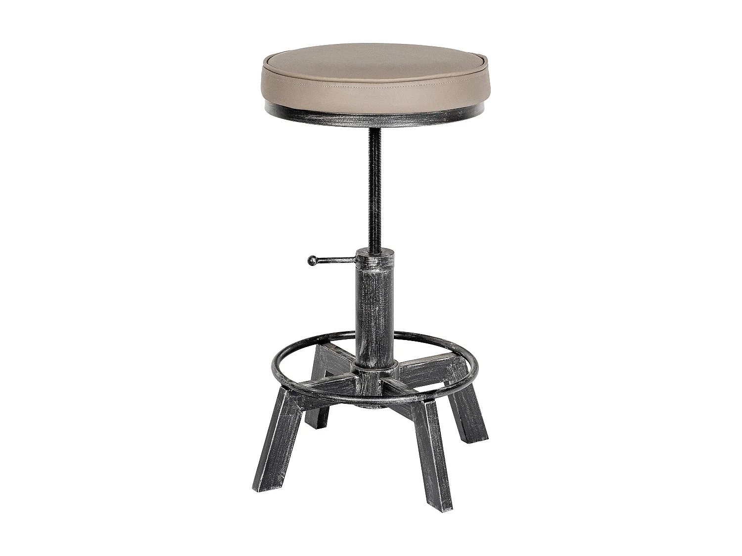 Tabouret - Similicuir & Noir - Argent antique - Destin