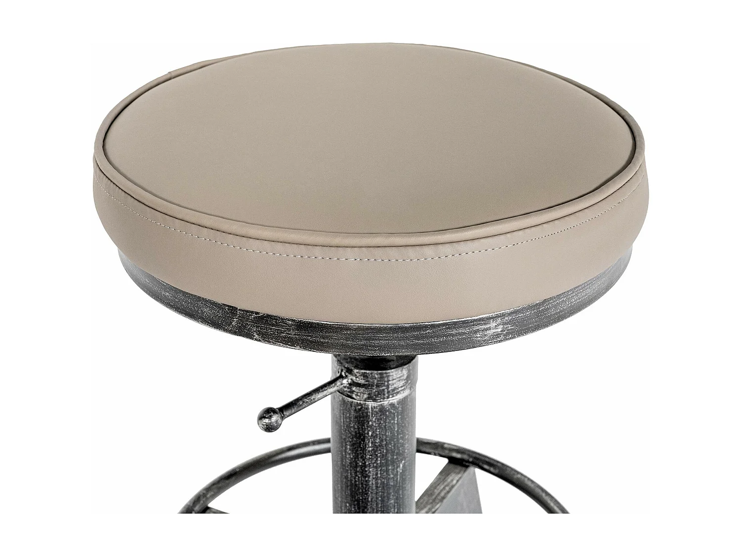 Tabouret - Similicuir & Noir - Argent antique - Destin