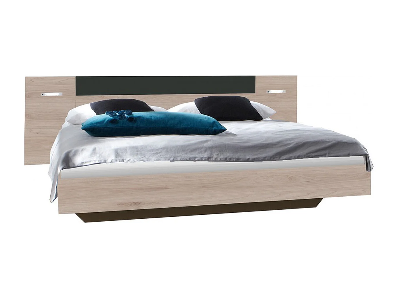 Ensemble chambre adulte coloris Imitation chêne, graphite - 160x200 cm