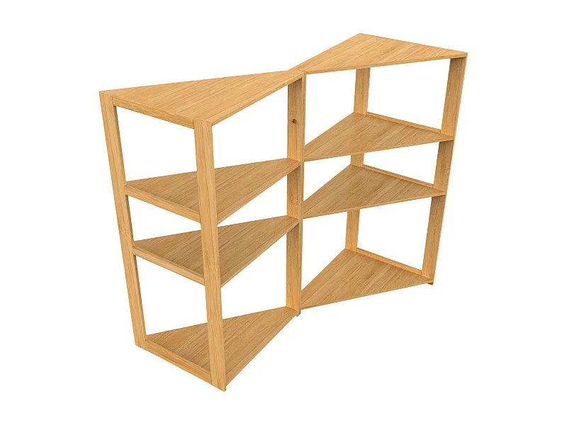 Pack de 2 Étagères d'Angle en Bambou avec 3 Niveaux Canoply 80x36.6x33.5cm Thinia Home