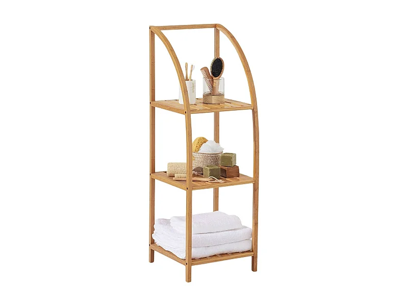 Estantería Arqueada en Bambú con 3 Niveles Canoply 110.5x37x35cm Thinia Home