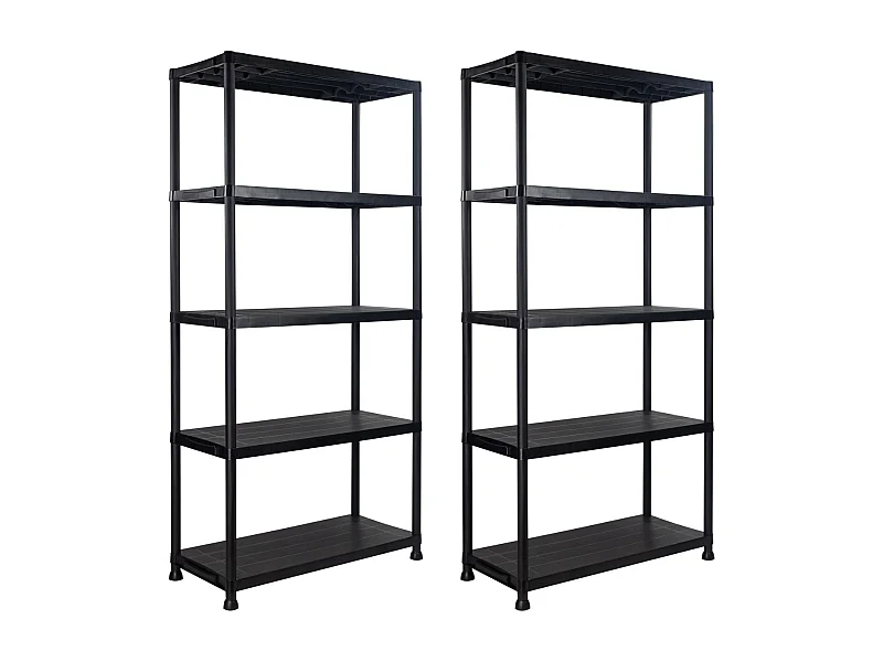 Pack de 2 Étagères en Résine avec 5 Tablettes 175kg 90x40x180cm Thinia Home