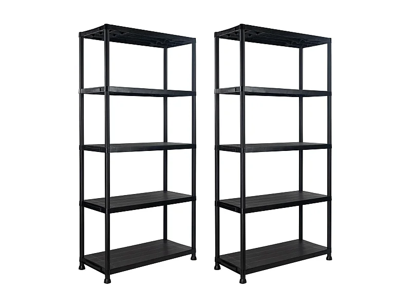 Pack de 2 Étagères en Résine avec 5 Tablettes 175kg 90x40x180cm 7house