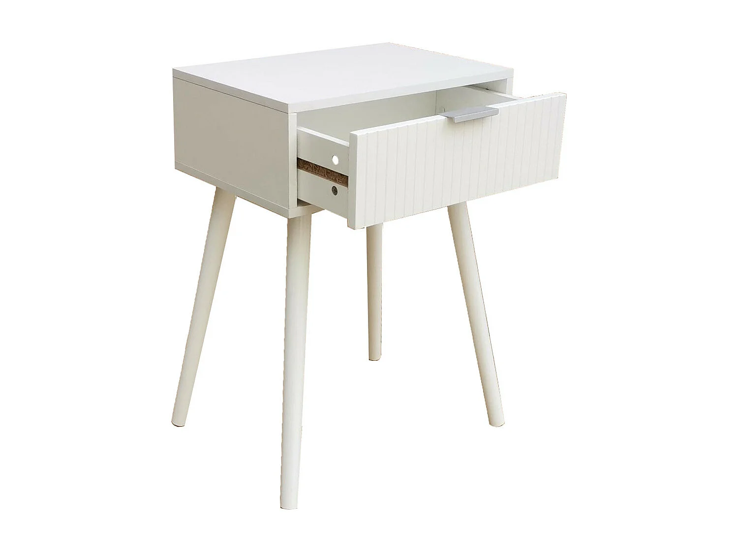 Mesita de noche de 60x40x30 cm de diseño nórdico de melamina en color blanco Fresh