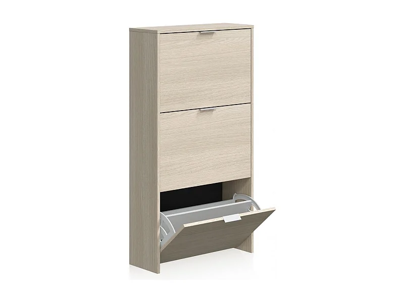 Zapatero de 3 puertas abatibles en roble 60x113 cm Remi Roble