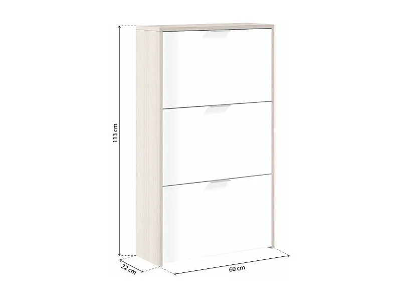 Zapatero Remi de 3 puertas Roble - Blanco