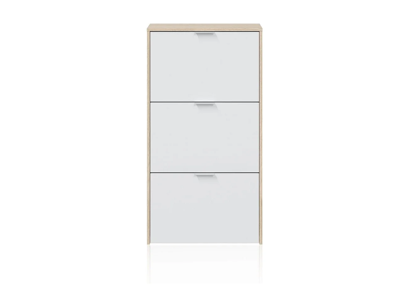 Zapatero de 3 puertas abatibles en roble y blanco 60x113 cm Remi Roble - Blanco