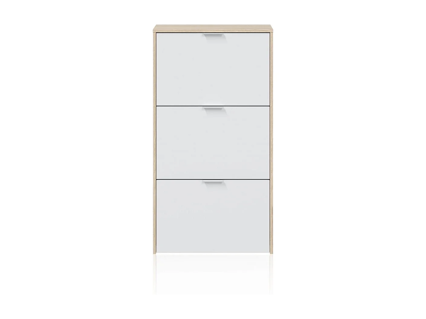 Zapatero de 3 puertas abatibles en roble y blanco 60x113 cm Remi Roble - Blanco