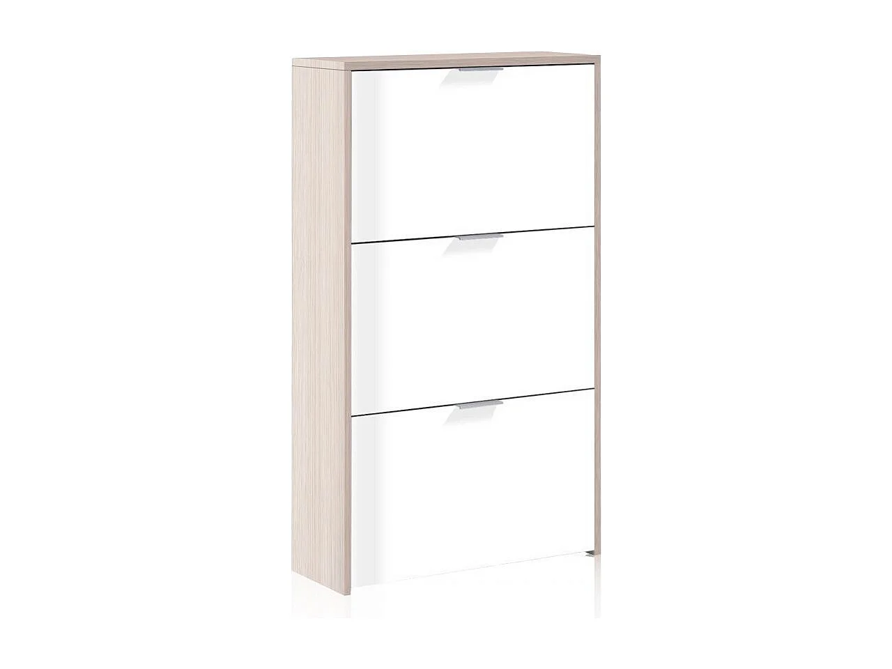 Zapatero de 3 puertas abatibles en roble y blanco 60x113 cm Remi Roble - Blanco