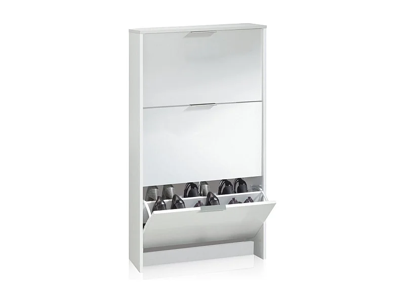 Zapatero de 3 puertas abatibles en blanco 60x113 cm Remi Blanco
