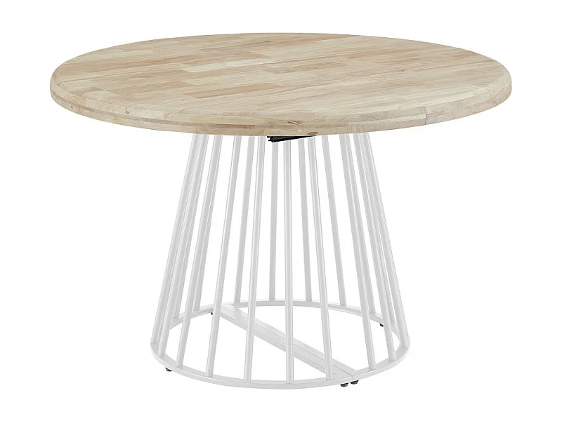 Mesa de comedor redonda extensible de 76x120x120-200 cm de madera y patas blancas Jail