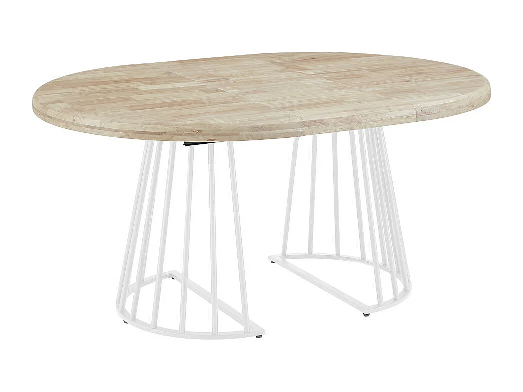 Mesa de comedor redonda extensible de 76x120x120-200 cm de madera y patas blancas Jail