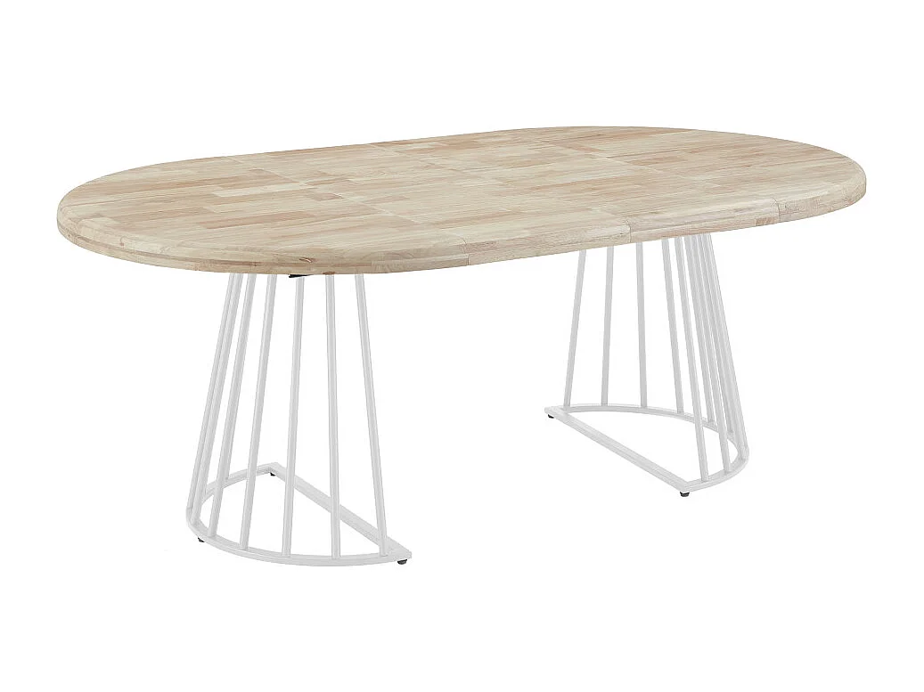 Mesa de comedor redonda extensible de 76x120x120-200 cm de madera y patas blancas Jail