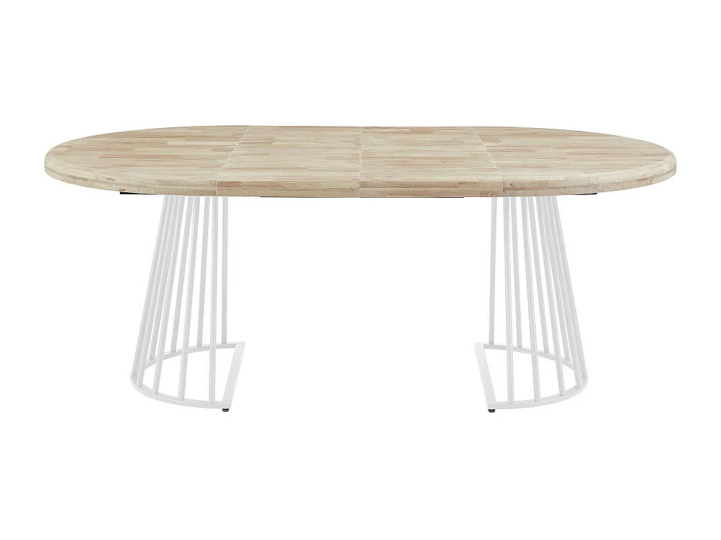 Mesa de comedor redonda extensible de 76x120x120-200 cm de madera y patas blancas Jail