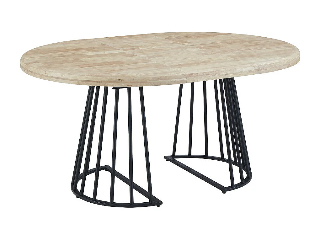Mesa de comedor redonda extensible de 76x120x120-200 cm de madera y patas negras Jail