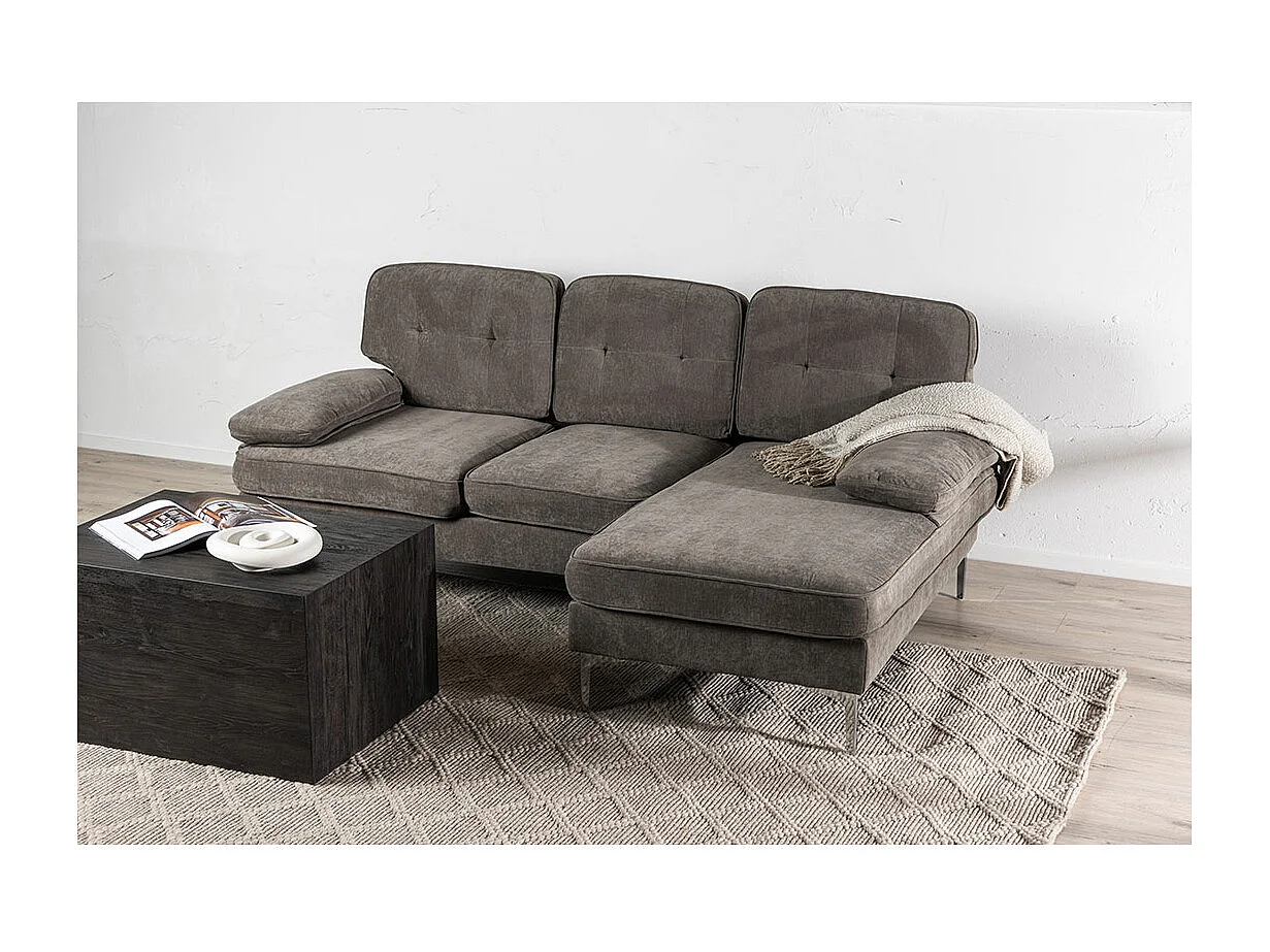 Remis Sofa Chaiselongue Sofa rechtsgerichtet dunkelgrau.