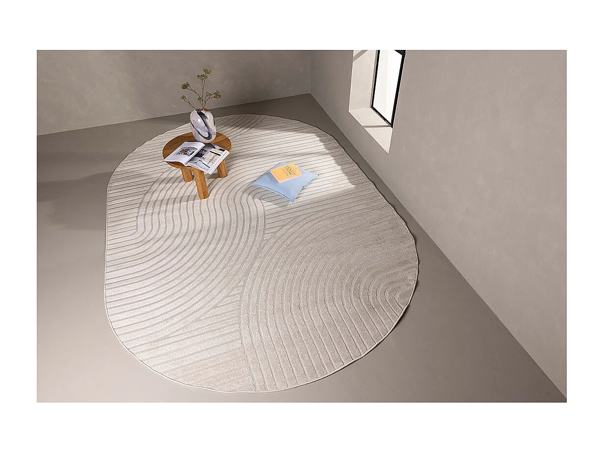 Tapis Déco Ovale "Vince Solar" 240x340cm Blanc