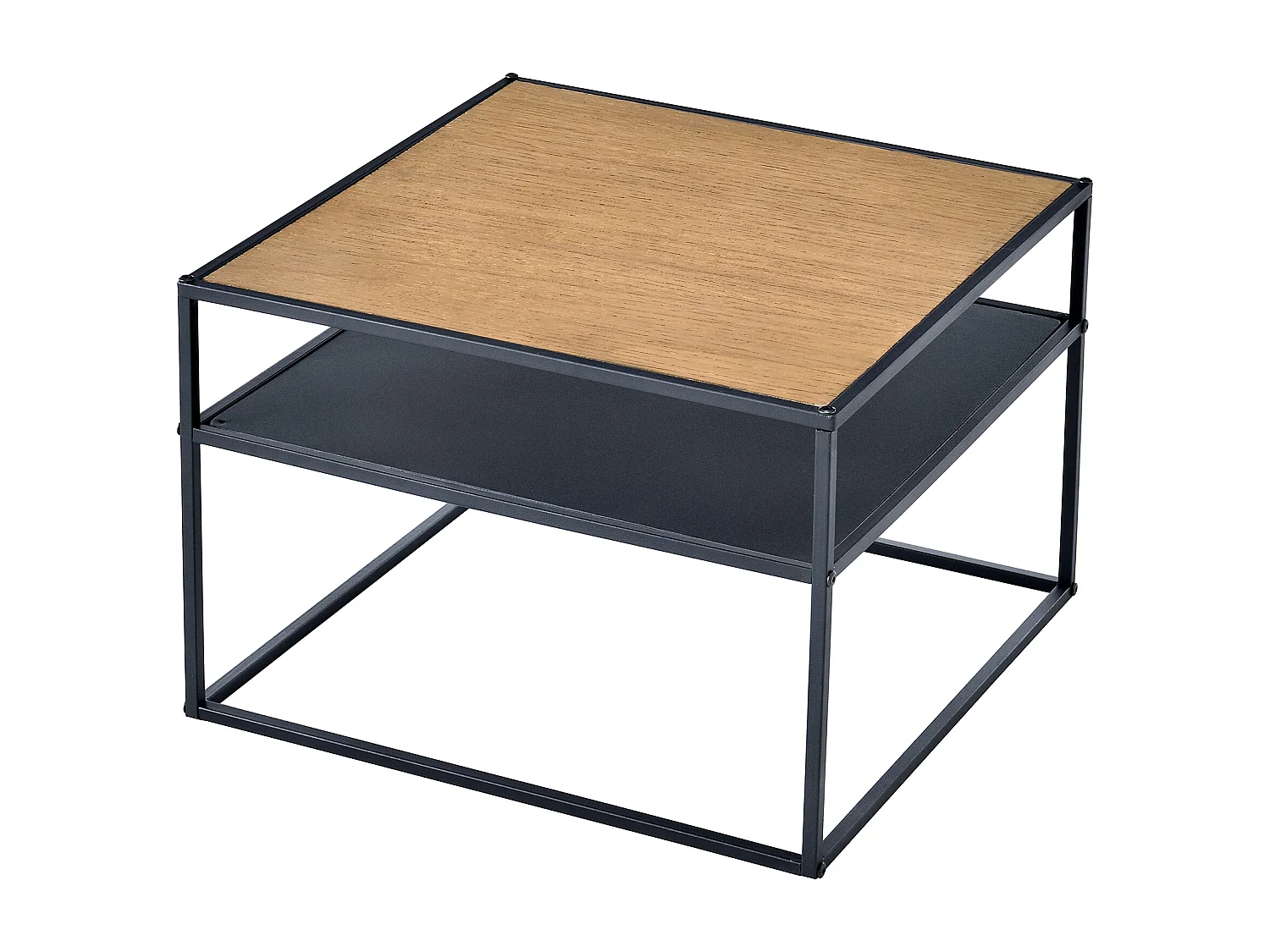Table basse carrée Quinisut avec espace de stockage 40 x 55 x 55 cm noir effet bois [en.casa]