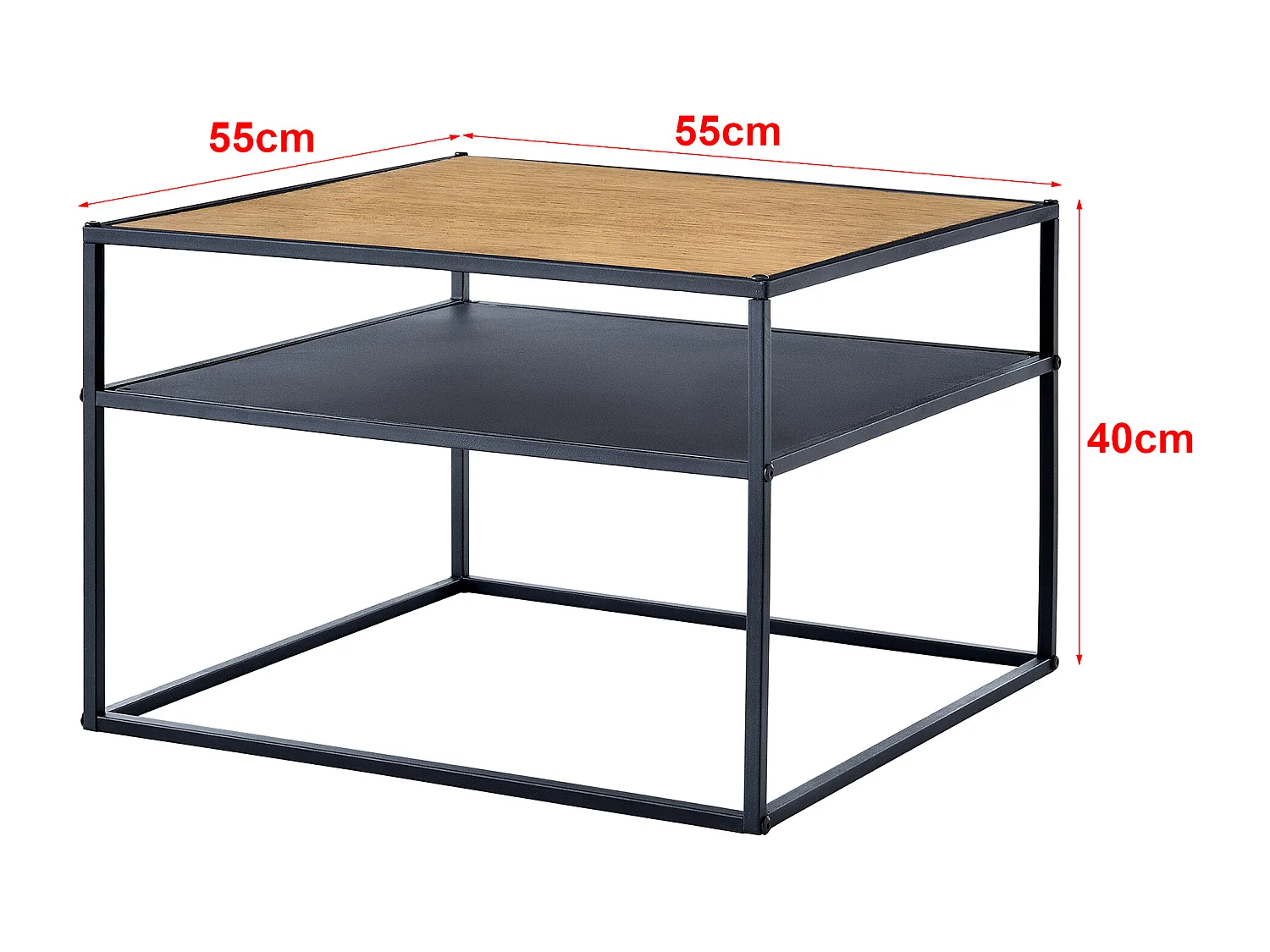 Table basse carrée Quinisut avec espace de stockage 40 x 55 x 55 cm noir effet bois [en.casa]
